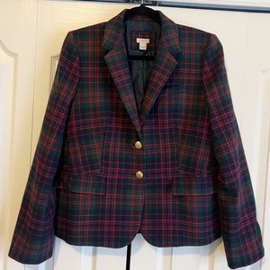 J Crew Plaid Holiday Christmas Wool Blazer